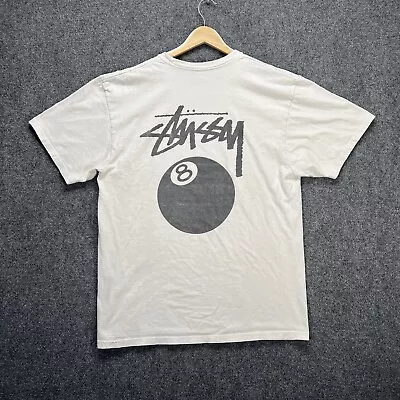 Vintage Stussy Shirt Mens Large White Y2K Skate Stussy Sport 8 Ball California • $89.96