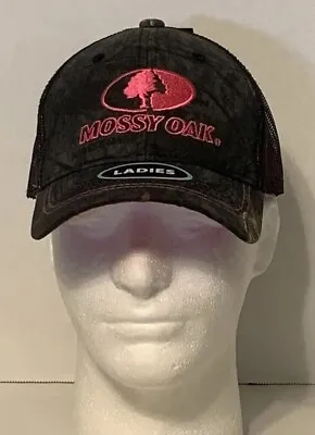 Mossy Oak Camo Hat Womans Pink Logo Adjustable Mesh Back Ball Cap NWT • £9.64