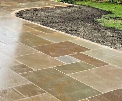 Raj Green Sandstone Smooth Honed Patio Paving Slabs | Mixed Size | 18.2 SQM • £2
