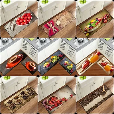 New 3D Non Slip Mat Machine Washable Kitchen Rug Entrance Hall Back Fruit Mats • £8.99