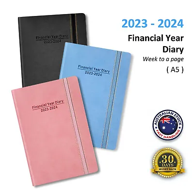 $14.95 • Buy 2023 - 2024 Financial Year Diary A5 Week To A Page W/ Elastic Planner Organiser