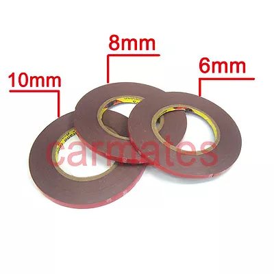 For 3M Double Face Sided Tapes Pack 6mm8mm10mm 10 Meters For Automotive Usage • $29.99