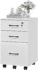  3 Drawer Wood Mobile File Cabinet Under Desk Storage Drawers Small File White • $118.47