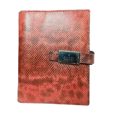 Gucci RARE Python Pink/Red Black Leather Silver Hardware Agenda Passport Holder • $898