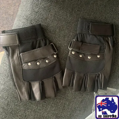 $12.90 • Buy PU/Leather Gloves Fingerless Half Finger Cycling Men Women Outdoor CGLOV8970