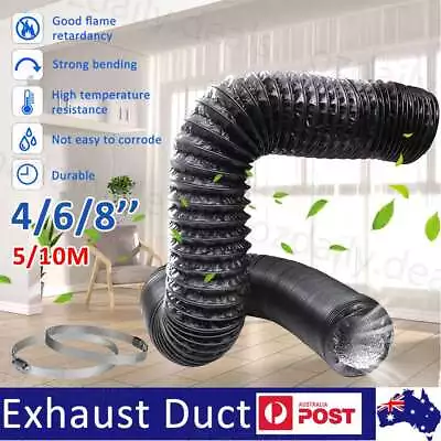 4/6/8 Inch Aluminium Ducting Flexible Pipe Hose Exhaust Vent Duct Inline Fan OZ • $43.99