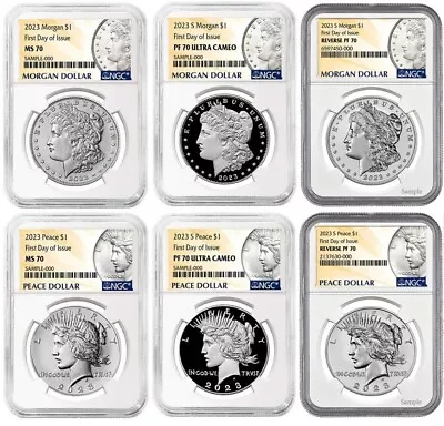 6 Coin Set 2023 Morgan And Peace Silver Dollars Ngc Ms Pf Rp 70 First Day 1st • $989.99