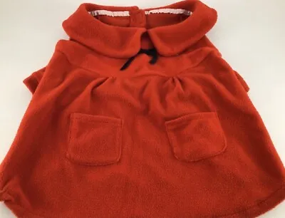 Dicken’s Closet Red Polar Fleece Collared Jacket Dress With Pockets And Bow • $12.99