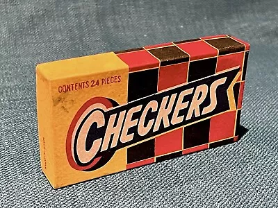 Vintage NOS Set Of 24 Red/Black “Crown” Wooden Checkers - Made In Japan C. 1960 • $10.99