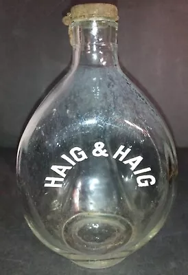 Vintage HAIG & HAIG Scotch Whiskey 3-SIDED Glass Bottle W/ Cap SCOTLAND 8  Tall • $10.40