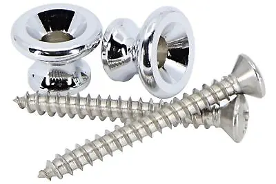 Strap Buttons With Chrome Finish Set Of 2 - Made In The USA • $7.63