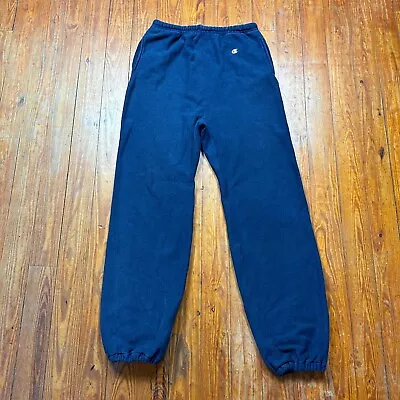 Vintage Champion Reverse Weave Warmup Sweatpants Mens Large Navy Blue 80s • $49.99