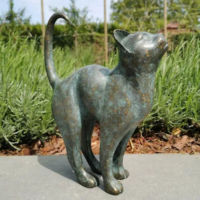 Beautiful Cat Statue With Rounded Back Garden Decor Outdoor Ornament Decoration • $20.99
