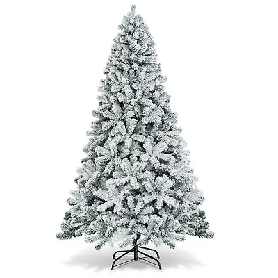7.5ft Premium Snow Flocked Hinged Artificial Christmas Tree Unlit W/ Metal Stand • $149.99