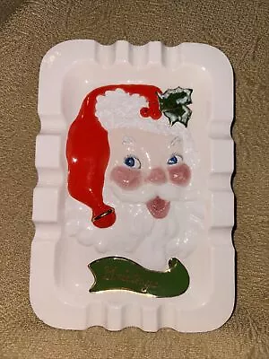 Vintage Santa Claus Face Hand Painted Ceramic Ashtray Christmas 1972 Hobbyist • $24.95