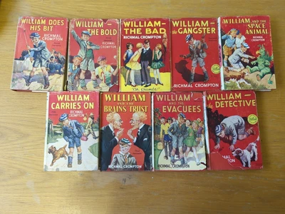 £44 • Buy 1940/50/60s Just WILLIAM RICHMAL CROMPTON HARDCOVER BOOKS X 9 DUSTWRAPPER