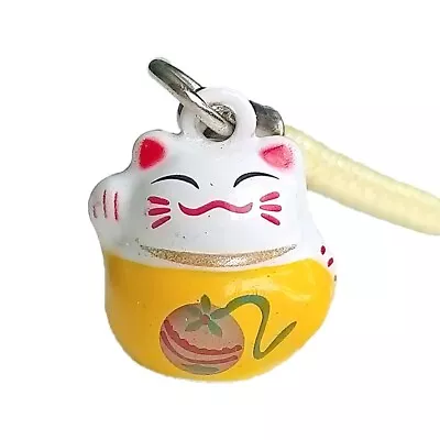 Yellow Maneki Neko - Lucky Cat Charm Strap - Wealth & Prosperity • $9.95