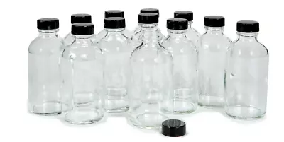 Vivaplex 12 Clear 4 Oz Glass Bottles With Lids • $25.50