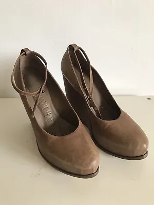 A.F VANDEVORST Brown Leather Wedge Shoes Made In Italy Ladies Size 39.5 Good Con • $120
