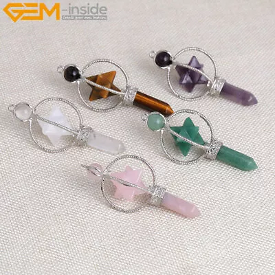 £4.76 • Buy Merkaba Wand Natural Crystal Dowsing Chakra Pendulum For DivinationReiki Pendant