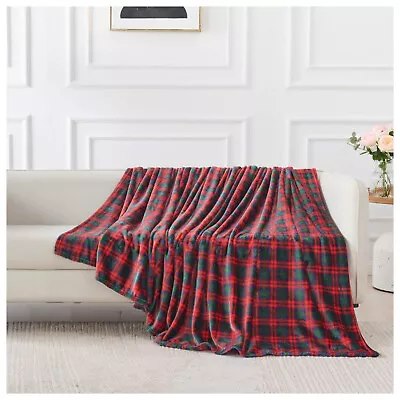 Tartan Blankets Sherpa Fleece Checked Blanket Soft Warm Large Sofa Bed Throw UK • £11.49