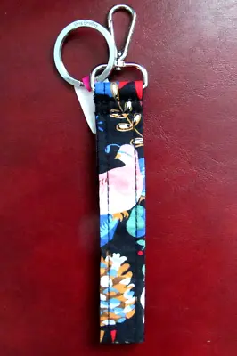 New Vera Bradley Wristlet Keychain Winter Forest Bird W Free Sm Bag Retail $25 B • $10.36