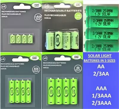 Solar Light Rechargeable Batteries Aa 2/3aa Aaa 1/3aaa 2/3aaa Smart Garden • £3.99