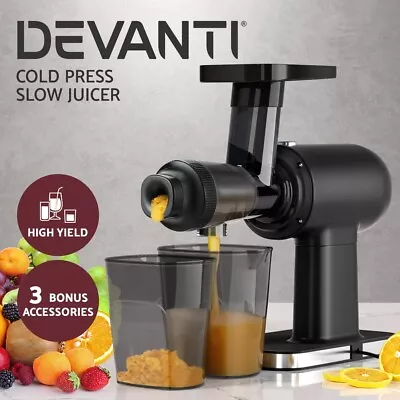 Devanti Slow Juicer Cold Press Fruit Extractor Vegetable Processor 160W Black • $86.95