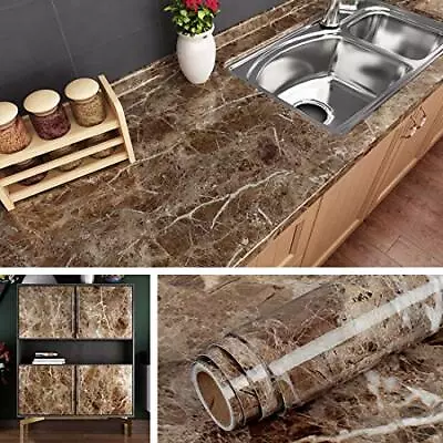 Livelynine Counter Top Covers Peel And Stick Brown Marble Contact Paper For Coun • $13.66