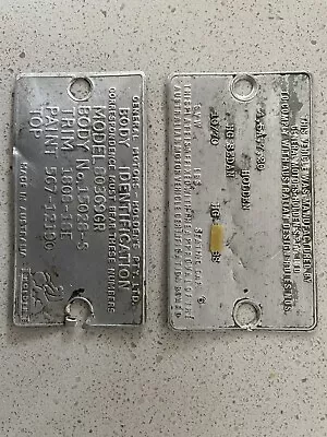 GMH Holden HG 10/1970 Sedan ID Plates Tags X 2 Suit Man Cave Collector Display • $295