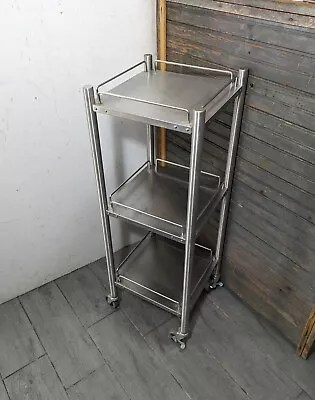 Vintage 3-Tier Stainless Steel Metal Utility Rolling Medical Hospital Cart • $153