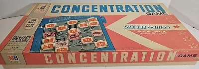 Vtg 1963 Milton Bradley Concentration Board Game Sixth 6th Edition 4950 Complete • $11.99