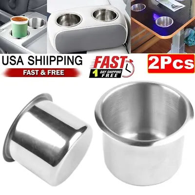 2 Pcs Stainless Steel Cup Drink Holders Car Boat Truck Marine Camper Mount RV US • $7.95