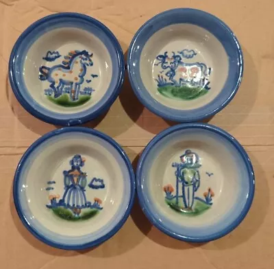 4 M.A. Hadley Pottery Berry / Dessert Bowls Horse Cow Farmer Wife Farm Girl • $29.99