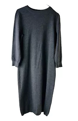 Talbots Womens Medium Merino Wool Knit Sweater Dress Gray Minimalist • $35.59