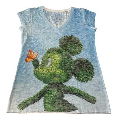 Disney Parks Mickey Topiary Epcot Flower And Garden Burnout Tshirt Womens Large • $19.99