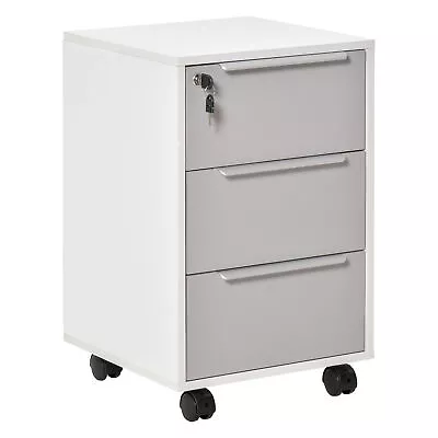 3-Drawer Lockable File Cabinet Mobile Storage Chest Of Drawers On Wheels Office • £49.99