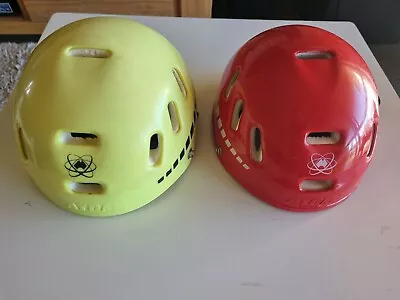 Vintage ATOM CLASSIC Helmets Red And Yellow Bike Skateboard Bicycle • $50