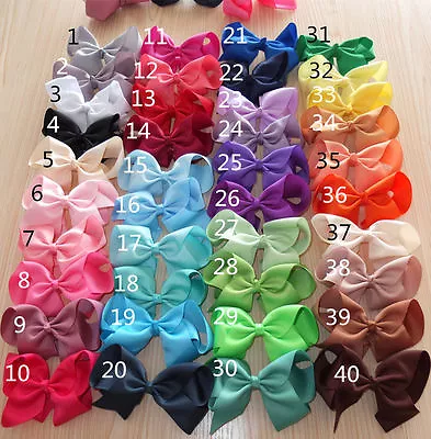 Girls 4  Inch Hair Bows Pony Band Bobble Ponio Grossgrain Ribbon 40 Colours Lot • £1.99