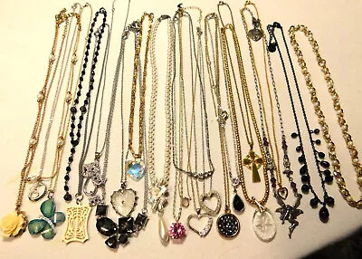 Vintage To Mod Dainty Pendant Necklace Mixed Lot 22 Pc All Wearable • $24