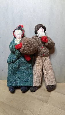 Kimport New Brunswick Style Elderly Woolen Cloth Couple Dolls Vintage Felt • $34