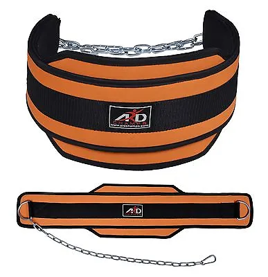 Neoprene Weight Lifting Dip Belt Exercise Belt Fitness Body Building Belt-Orange • $12.99