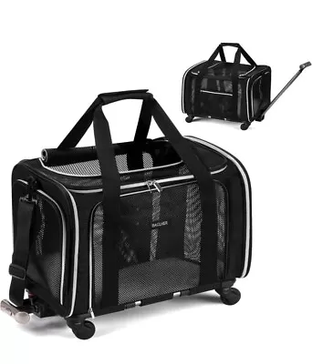 BAGLHER Dog Carrier Bag With WheelsAirline Approved Soft Side Pet Travel... • $42.74