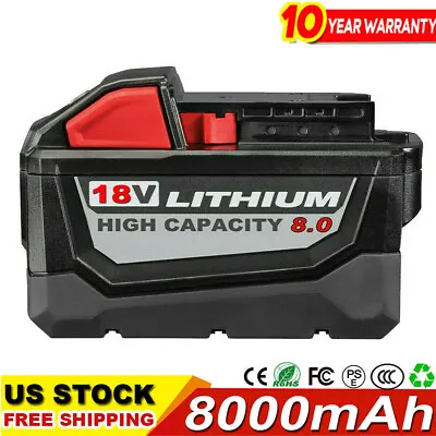 NEW For Milwaukee M18 Lithium Ion 8.0 AH Extended Capacity Battery 48-11-1860 US • $26.93