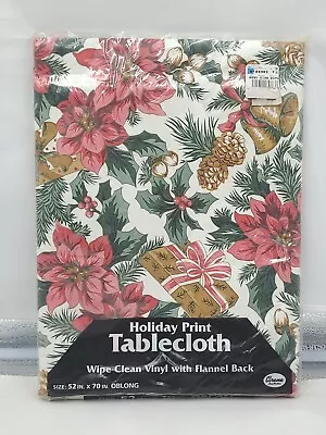 Elrene Christmas Tablecloth Vinyl Christmas 52  X 70  Oblong New Sealed • $8.99