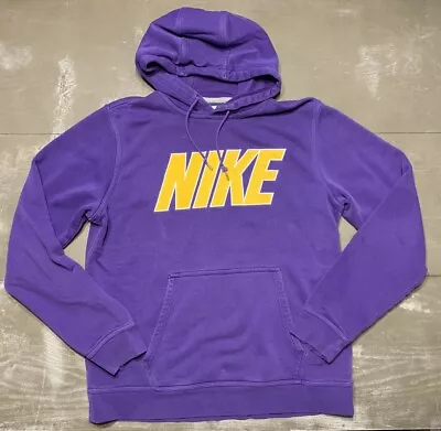 Nike Purple With Gold Front Design Logo Mens Hoodie Large Vintage • $12