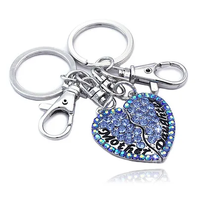 Mother Mom Daughter BFF Best Friends Forever Heart Charm Key Chain Blue • $11.99