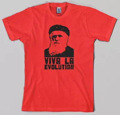 Charles Darwin T Shirt Viva La Evolution Che Guevara Revolution Funny Humor • $10.95