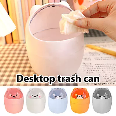 Mini Waste Bin Trash Can Desktop Garbage Baskets Table Roll Swing Lid Portable • $12.39
