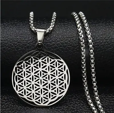 $10.44 • Buy Flower Of Life Silver Gold Plated Necklace Pendant Sacred Geometry